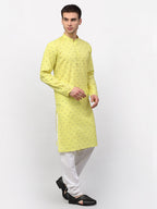 Jompers Men's Lemon Printed Cotton Kurta Payjama Sets | Grocsy