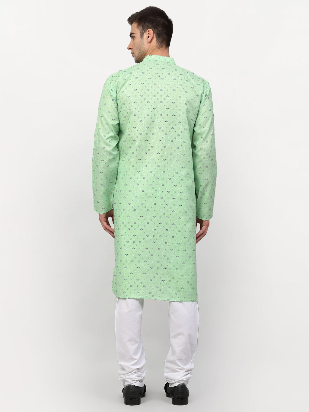 Jompers Men's Green Printed Cotton Kurta Only | Grocsy