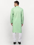 Jompers Men's Green Printed Cotton Kurta Only | Grocsy