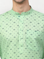 Jompers Men's Green Printed Cotton Kurta Only | Grocsy