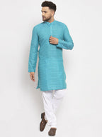 Jompers Men's Blue Printed Blue Kurta Only | Grocsy