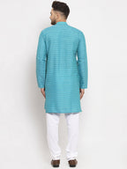 Jompers Men's Blue Printed Blue Kurta Only | Grocsy