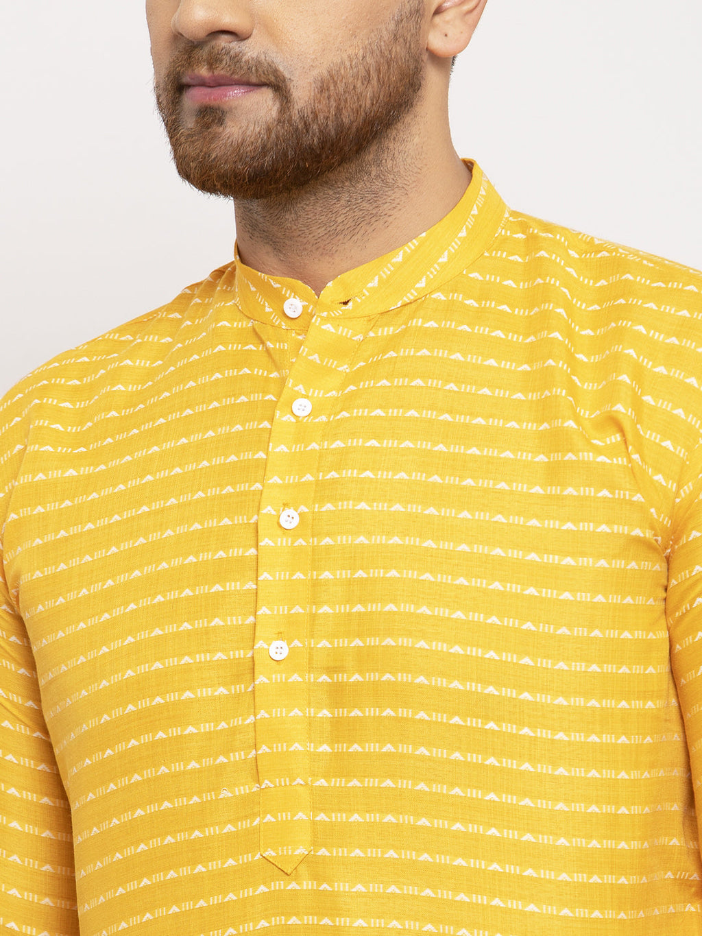 Jompers Men Yellow Woven Design Straight Kurta with Churidar | Grocsy