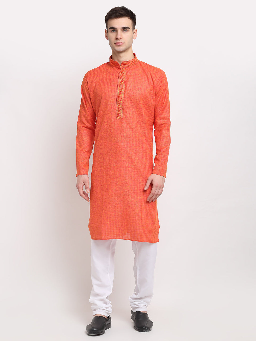 Jompers Men's D-Orange Woven Kurta Payjama Sets | Grocsy