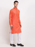 Jompers Men's D-Orange Woven Kurta Payjama Sets | Grocsy