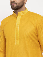 Jompers Men's Mustard Woven Kurta Only | Grocsy