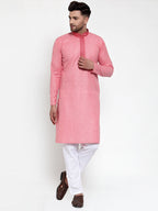 Jompers Men's Pink Woven Kurta Payjama Sets | Grocsy