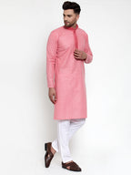Jompers Men's Pink Woven Kurta Payjama Sets | Grocsy