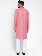 Jompers Men's Pink Woven Kurta Payjama Sets | Grocsy
