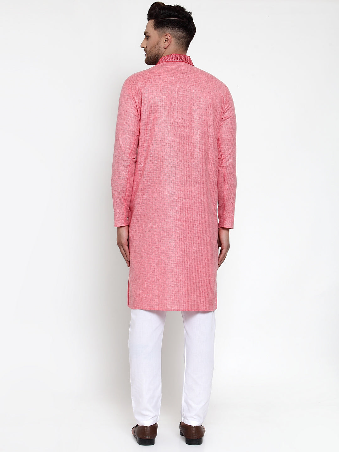 Jompers Men's Pink Woven Kurta Payjama Sets | Grocsy