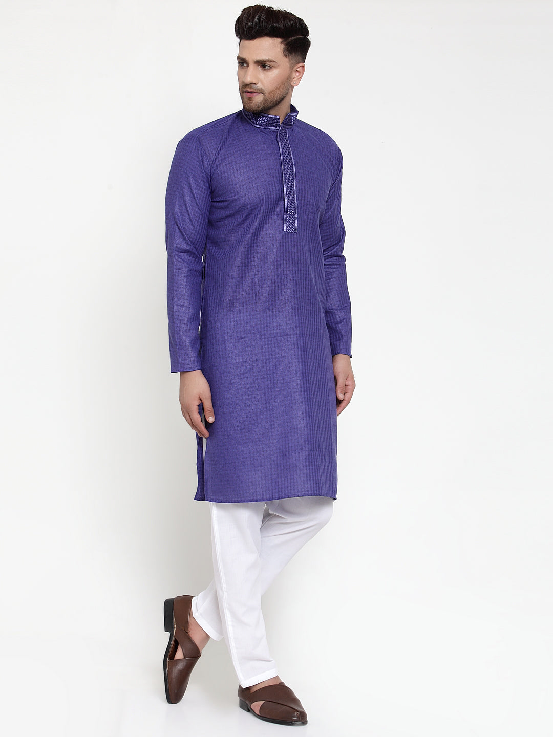 Jompers Men's Beautiful Purple Woven Kurta Only | Grocsy