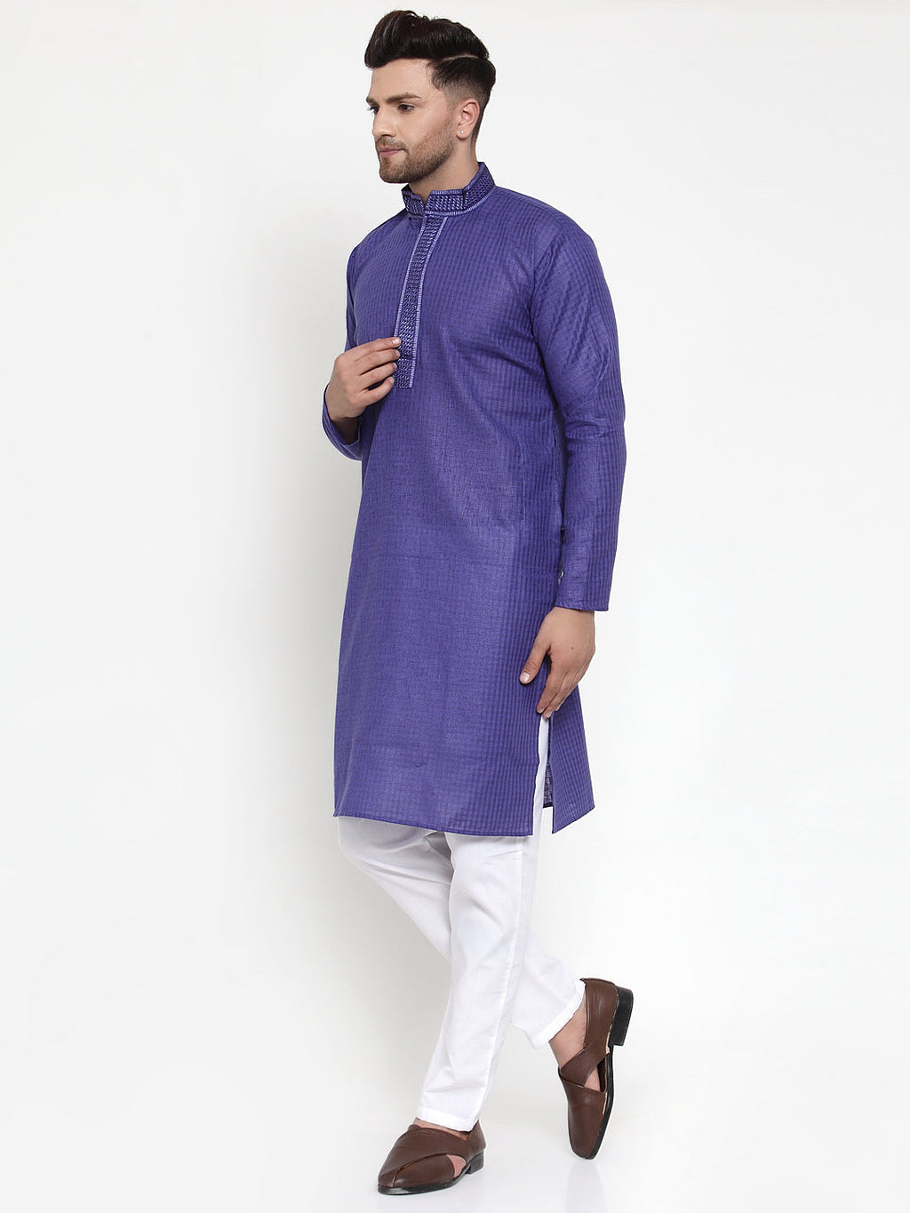 Jompers Men's Beautiful Purple Woven Kurta Only | Grocsy