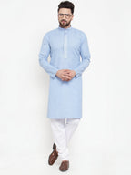 Jompers Men Blue & White Embroidered Kurta Only | Grocsy