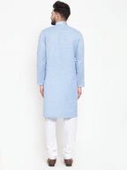 Jompers Men Blue & White Embroidered Kurta with Chudidar | Grocsy