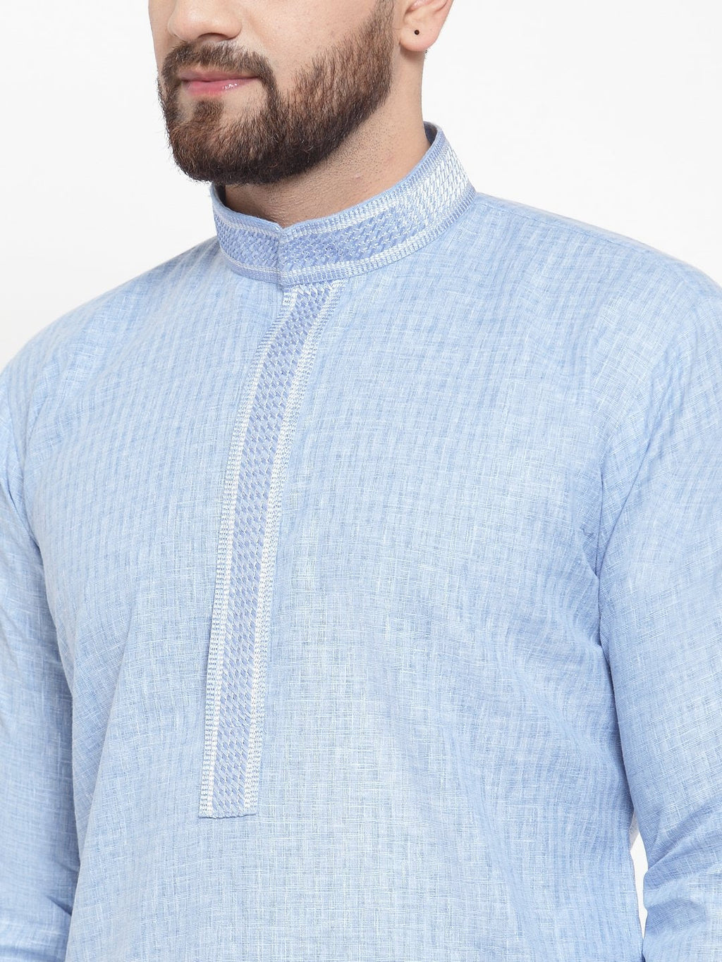 Jompers Men Blue & White Embroidered Kurta with Chudidar | Grocsy