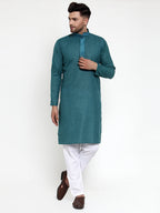 Jompers Men's Teal Woven Kurta Only | Grocsy