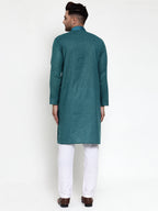 Jompers Men's Teal Woven Kurta Only | Grocsy