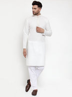 Jompers Men's White Woven Kurta Payjama Sets | Grocsy