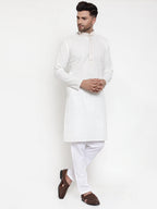 Jompers Men's White Woven Kurta Payjama Sets | Grocsy