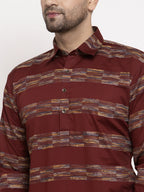 Jompers Men Brown Woven Design Kurta Only | Grocsy