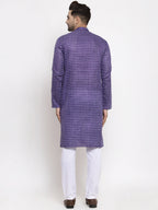 Jompers Men's Purple Woven Kurta Only | Grocsy