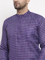 Jompers Men's Purple Woven Kurta Only | Grocsy