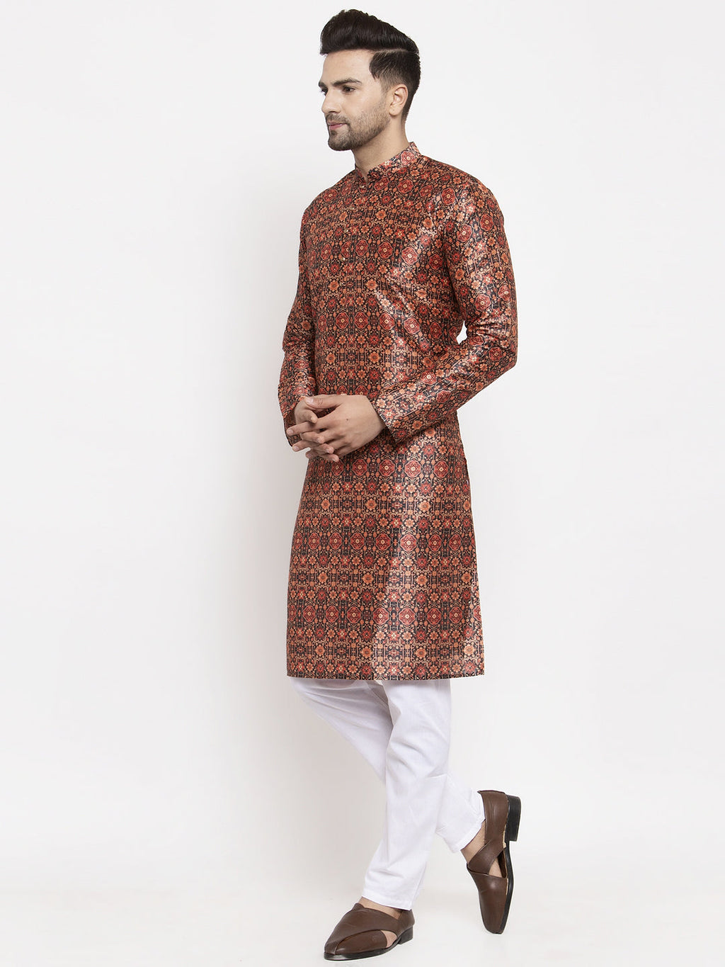 Jompers Men's Multi-Black Printed Kurta Payjama Sets | Grocsy