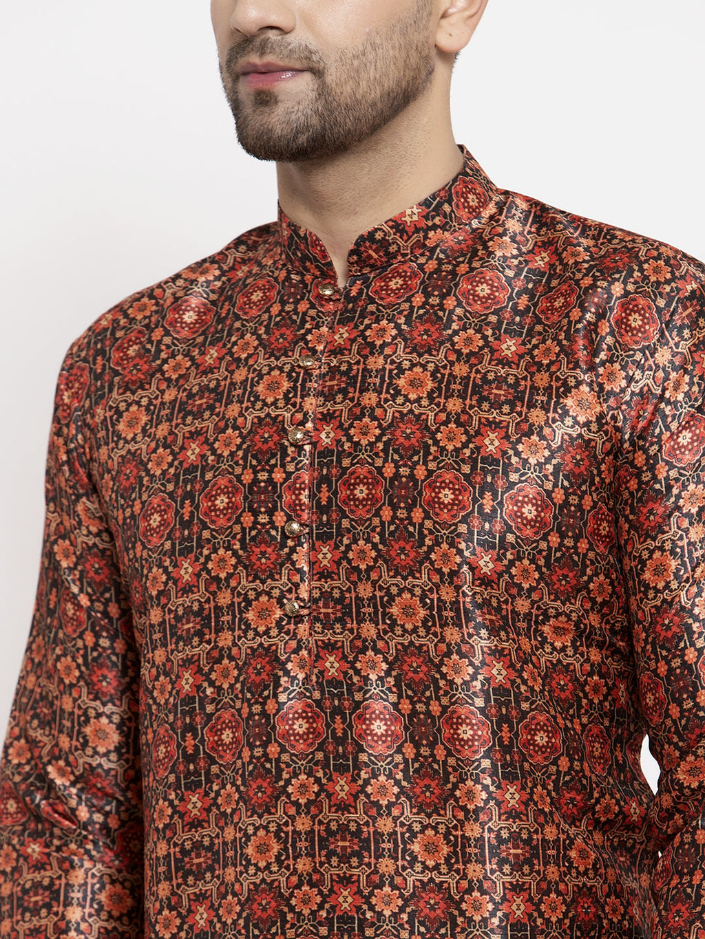 Jompers Men's Multi-Black Printed Kurta Payjama Sets | Grocsy