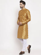 Jompers Men's Yellow Printed Kurta Only | Grocsy