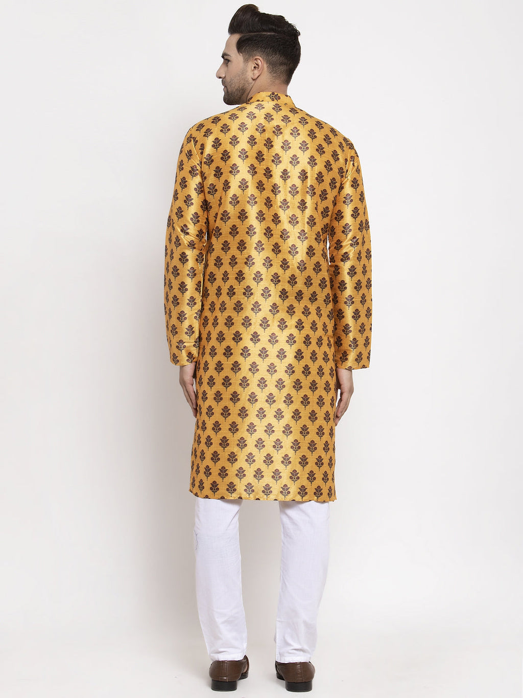 Jompers Men's Yellow Printed Kurta Payjama Sets | Grocsy