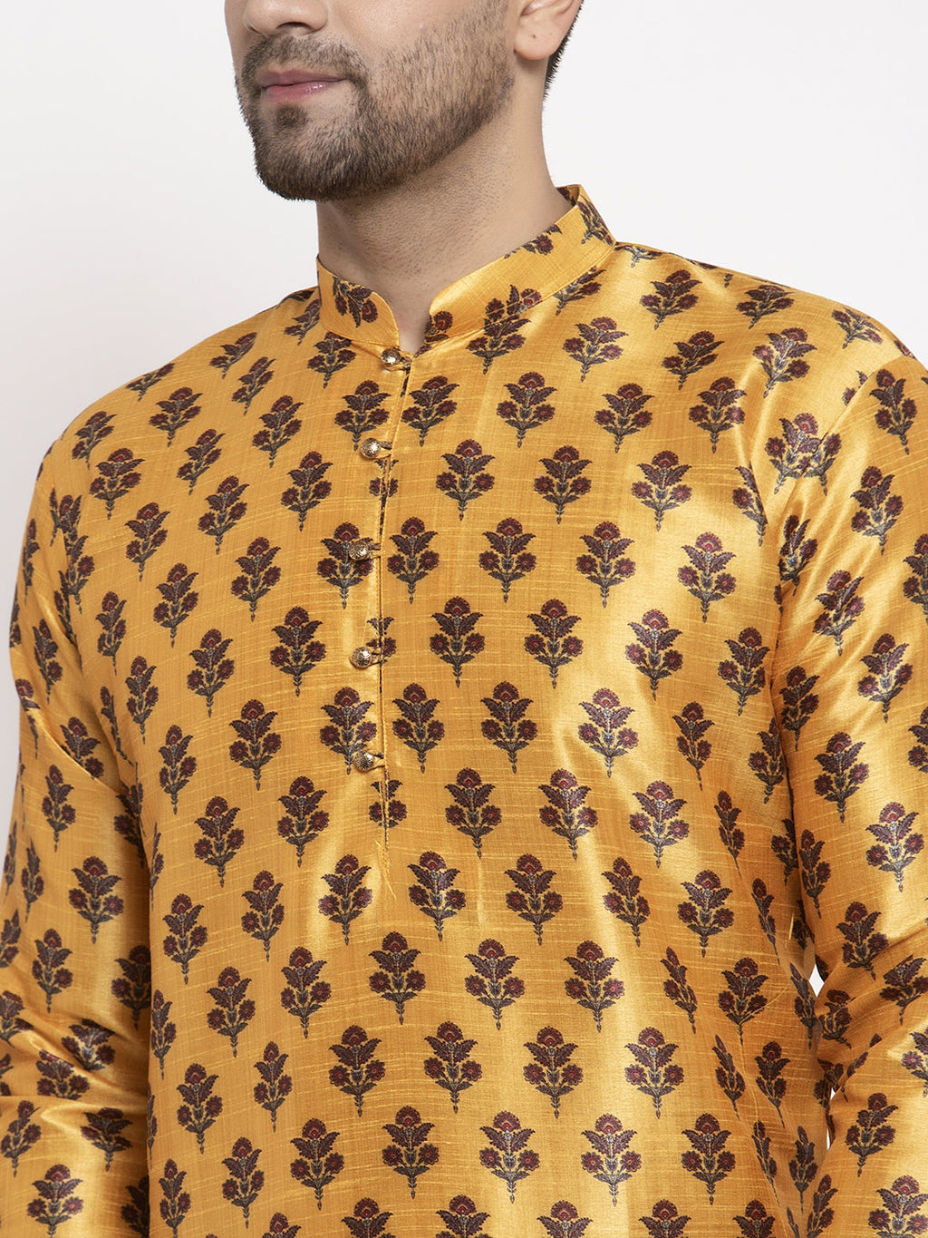 Jompers Men's Yellow Printed Kurta Payjama Sets | Grocsy
