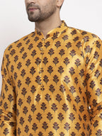 Jompers Men's Yellow Printed Kurta Only | Grocsy
