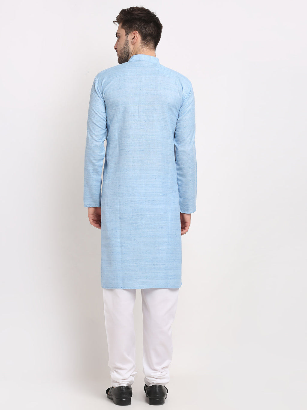 Jompers Men's Woven Kurta Payjama Sets - Sky Blue | Grocsy