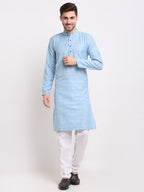 Jompers Men's Woven Kurta Payjama Sets - Sky Blue | Grocsy