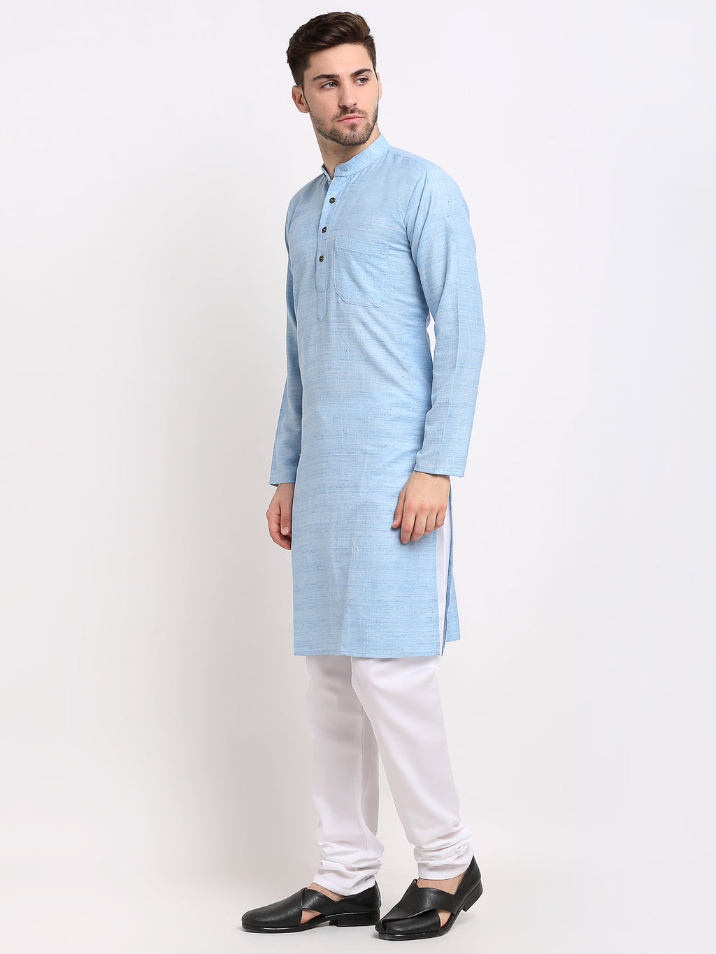 Jompers Men's Woven Kurta Payjama Sets - Sky Blue | Grocsy
