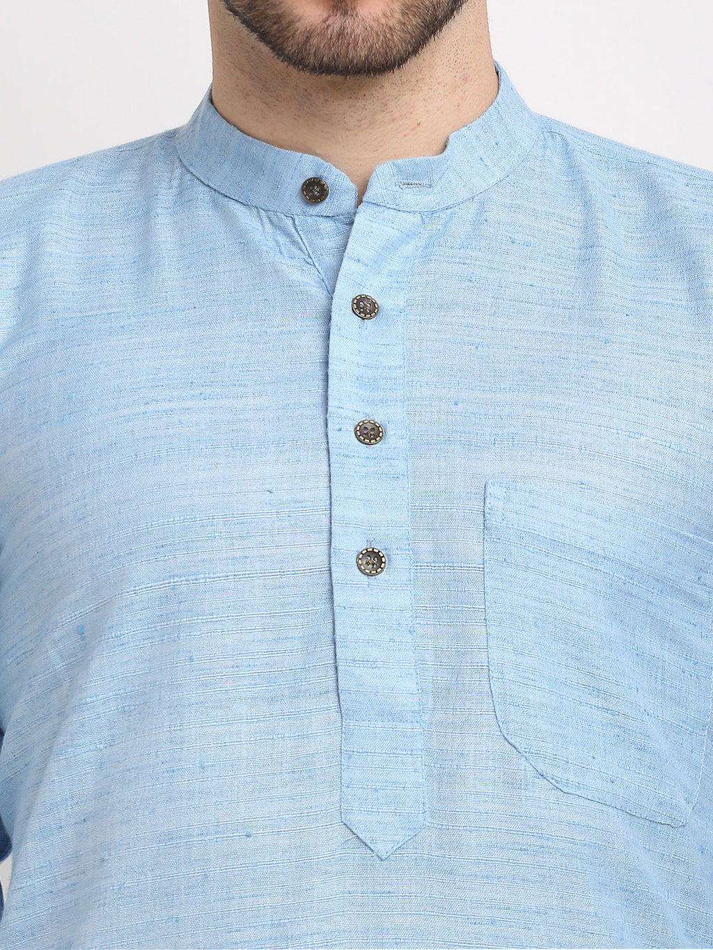 Jompers Men's Woven Kurta Payjama Sets - Sky Blue | Grocsy