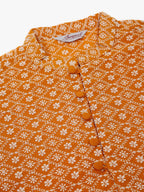 Jompers Men's Mustard & White Embroidered Straight Kurta Pyjama Set | Grocsy