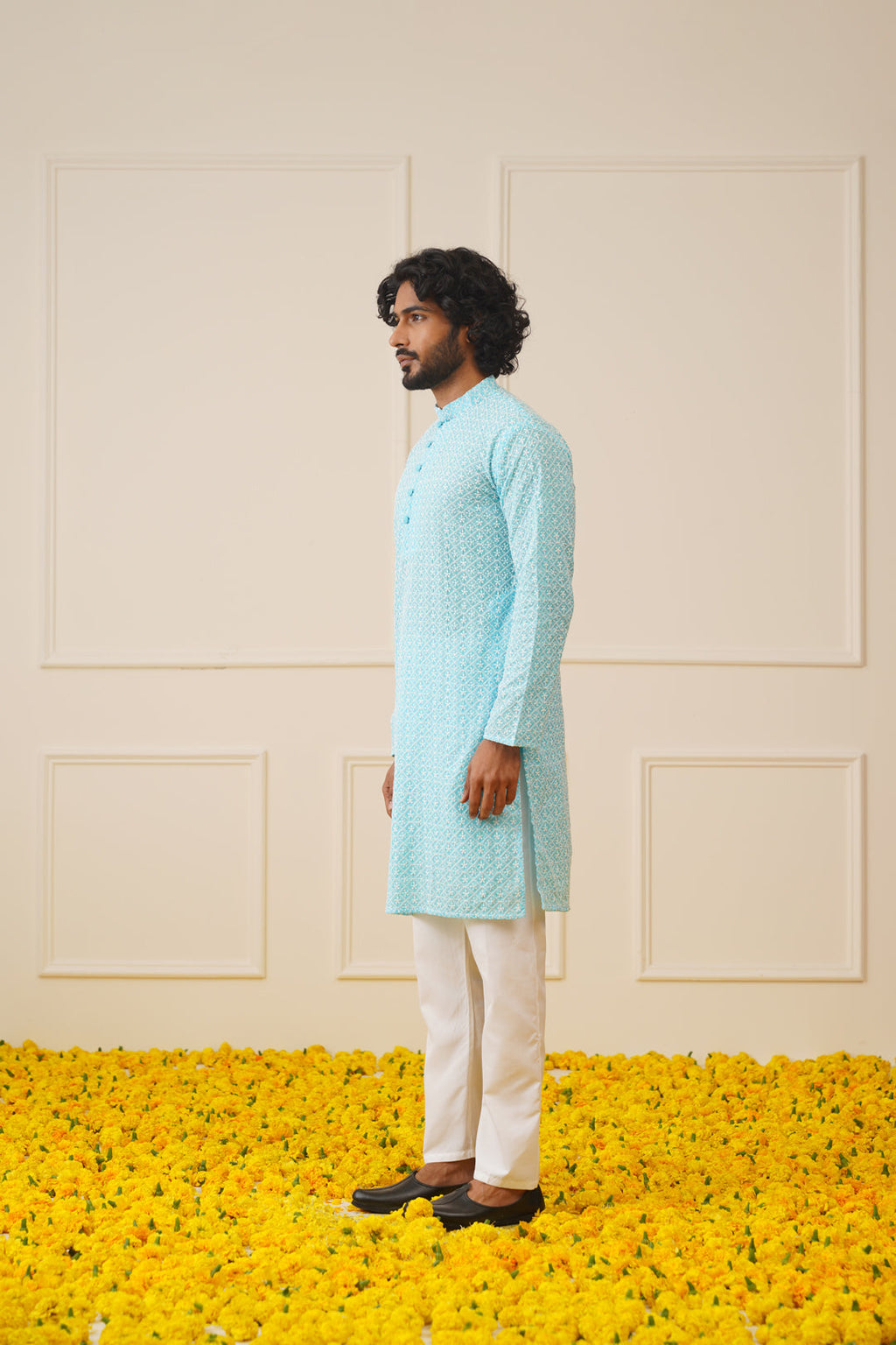 Jompers Men's Sky Embroidered Kurta Only | Grocsy