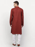 Jompers Men's Maroon Printed Kurta Payjama Sets | Grocsy
