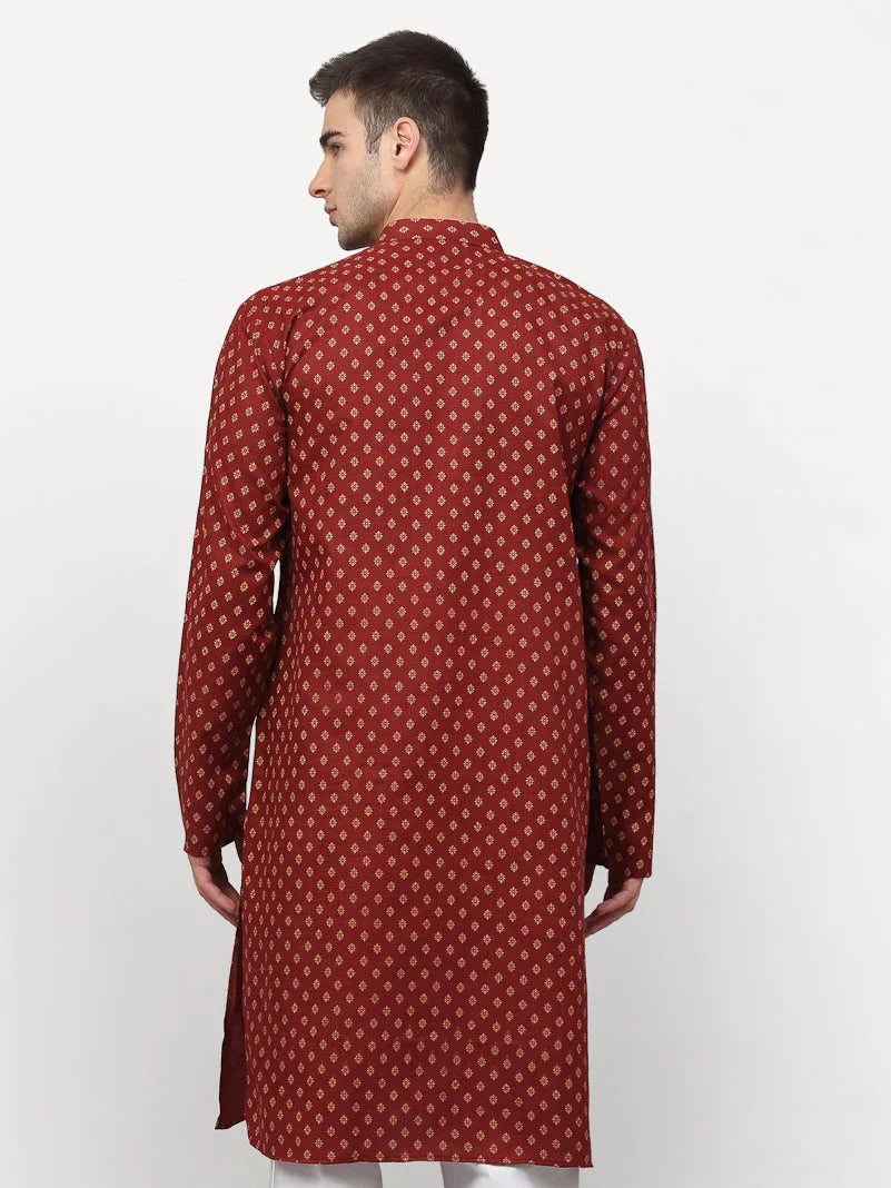 Jompers Men's Maroon Printed Kurta Only | Grocsy