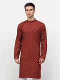 Jompers Men's Maroon Printed Kurta Only | Grocsy
