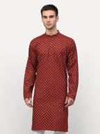 Jompers Men's Maroon Printed Kurta Only | Grocsy
