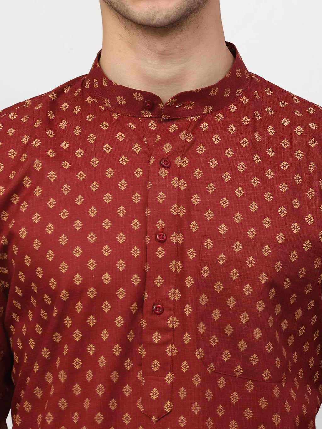 Jompers Men's Maroon Printed Kurta Payjama Sets | Grocsy