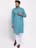 Jompers Men Sky Blue Printed Kurta with Pyjamas | Grocsy