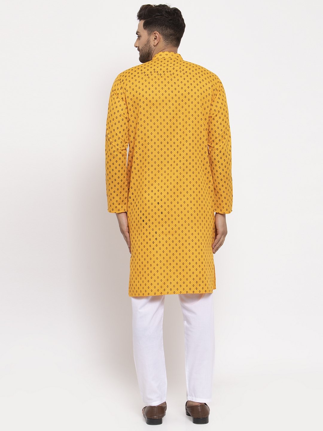 Jompers Men Yellow Printed Kurta Only | Grocsy