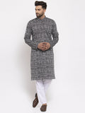 Jompers Men Grey Printed Straight Kurta | Grocsy