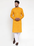 Jompers Men Mustard Printed Straight Kurta | Grocsy