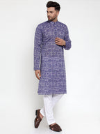 Jompers Men Purple Printed Straight Kurta | Grocsy