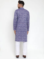 Jompers Men Purple Printed Straight Kurta | Grocsy