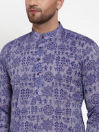 Jompers Men Purple Printed Straight Kurta | Grocsy